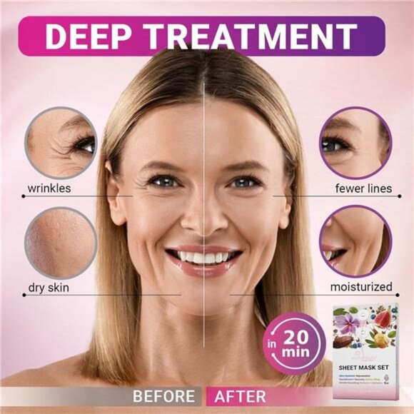 12 Pack of Sheet Face Masks Skincare - Collagen Face Mask Sheets with - Picture 2 of 6